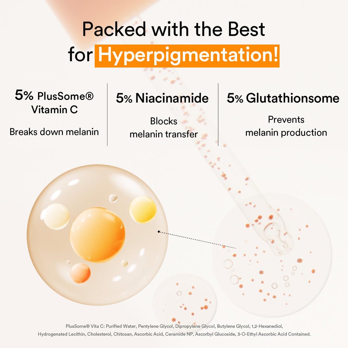 Glutathiosome Dark Spot Serum Vita Drop 1.69 Fl.Oz. | Korean Skincare, Dark Spot, Hyperpigmentation Treatment | Brightening Serum for Sensitive, Uneven Skin | Niacinamide, Viatmin C