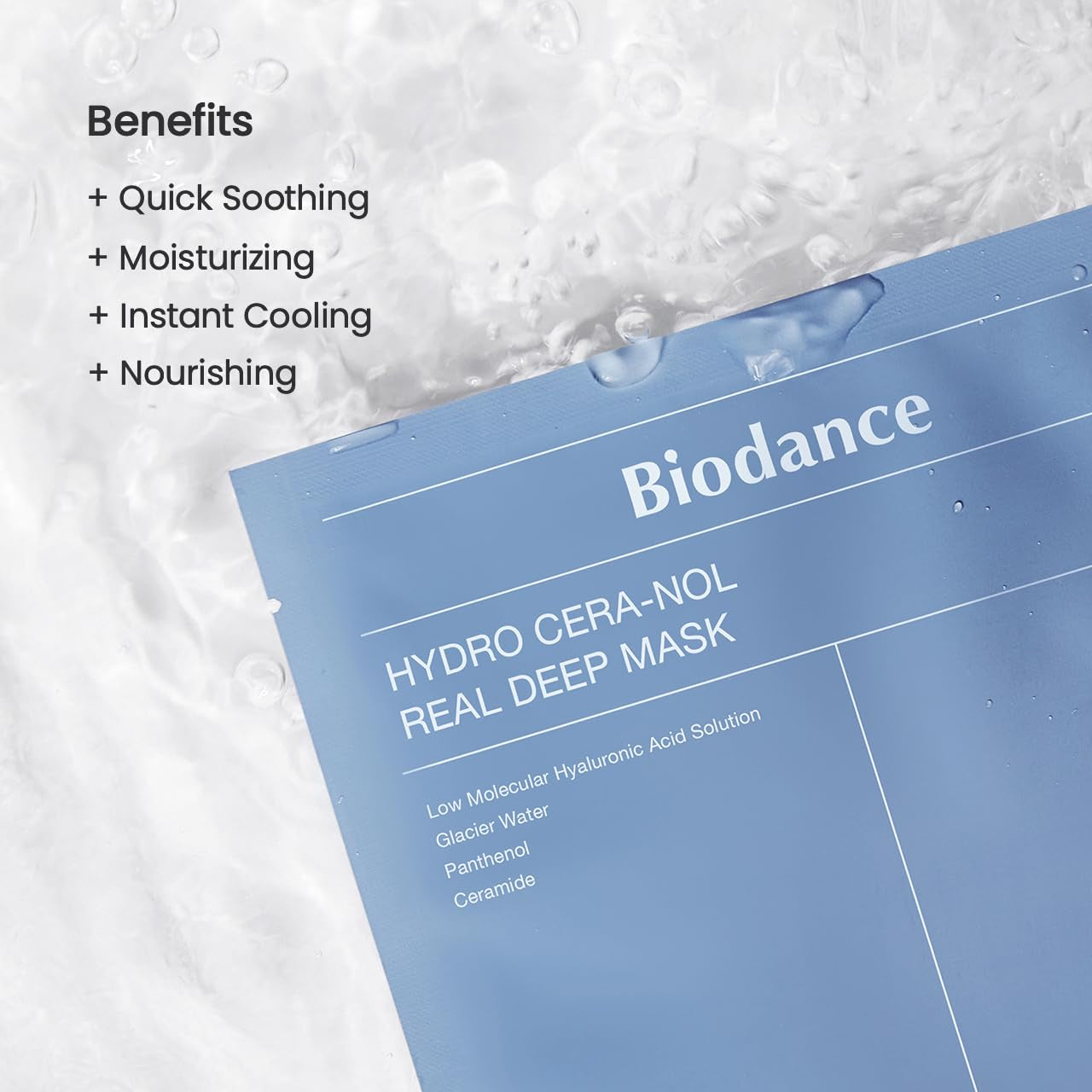 Hydro Cera-Nol Real Deep Mask, Overnight Hydrogel Mask, Hydrating Facial Mask for Sensitive Skin, Redness Reducing & Quick Soothing Effect, 1.19Oz(34G) X 4Ea