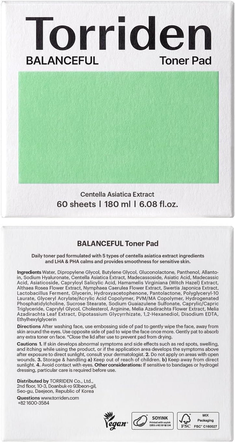 BALANCEFUL Toner Pad (60 Pads) | Daily Exfoliating Pads with PHA & LHA for Oily, Combo, and Sensitive Skin | 5D CICA, Panthenol