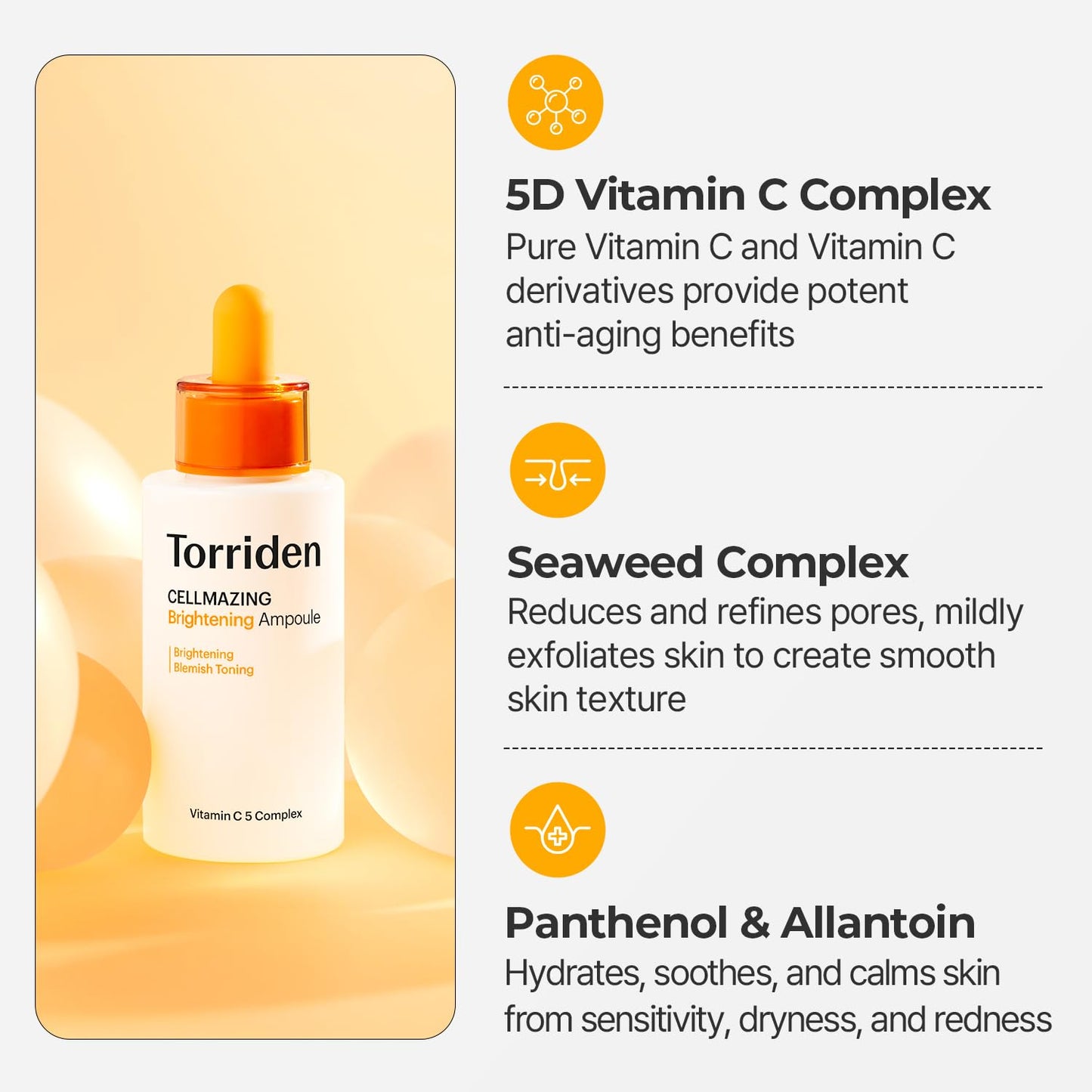 CELLMAZING Vita C Ampoule 30Ml (1.01 Fl.Oz.) | Refining Sagging Pores and Skin Texture | 5D Vitamin C, Seaweed Complex, Panthenol | Korean Facial Serum