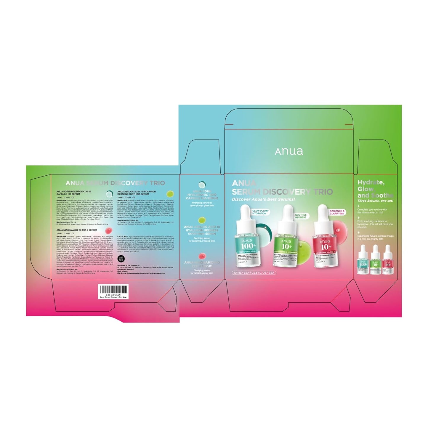 Serum Discovery Trio, Mini Face Serum Travel Size Kit with Hyaluronic Acid, Niacinamide & Azelaic Acid, Hydrating Soothing Gift Set for Women, Korean Skincare Set -10Ml/0.33Fl.Oz × 3EA