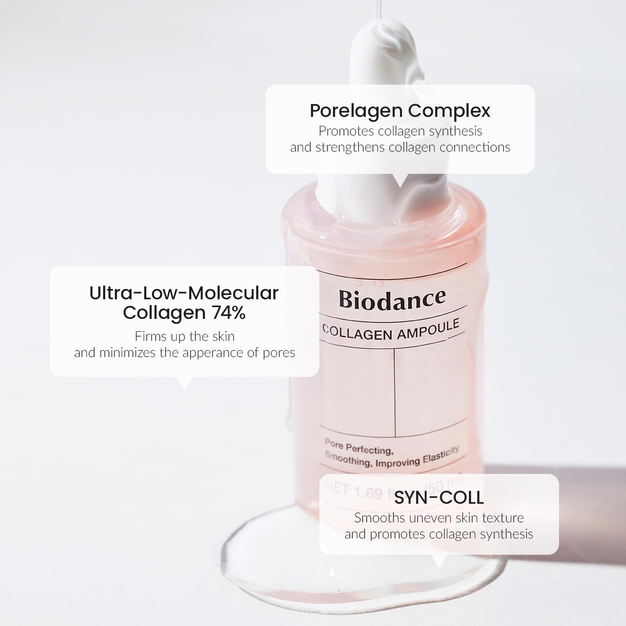 Collagen Ampoule | Korean Collagen Serum for Face, Pore Minimizing & anti Aging Face Serum for Women | 1.69 Fl. Oz X 1 Ea