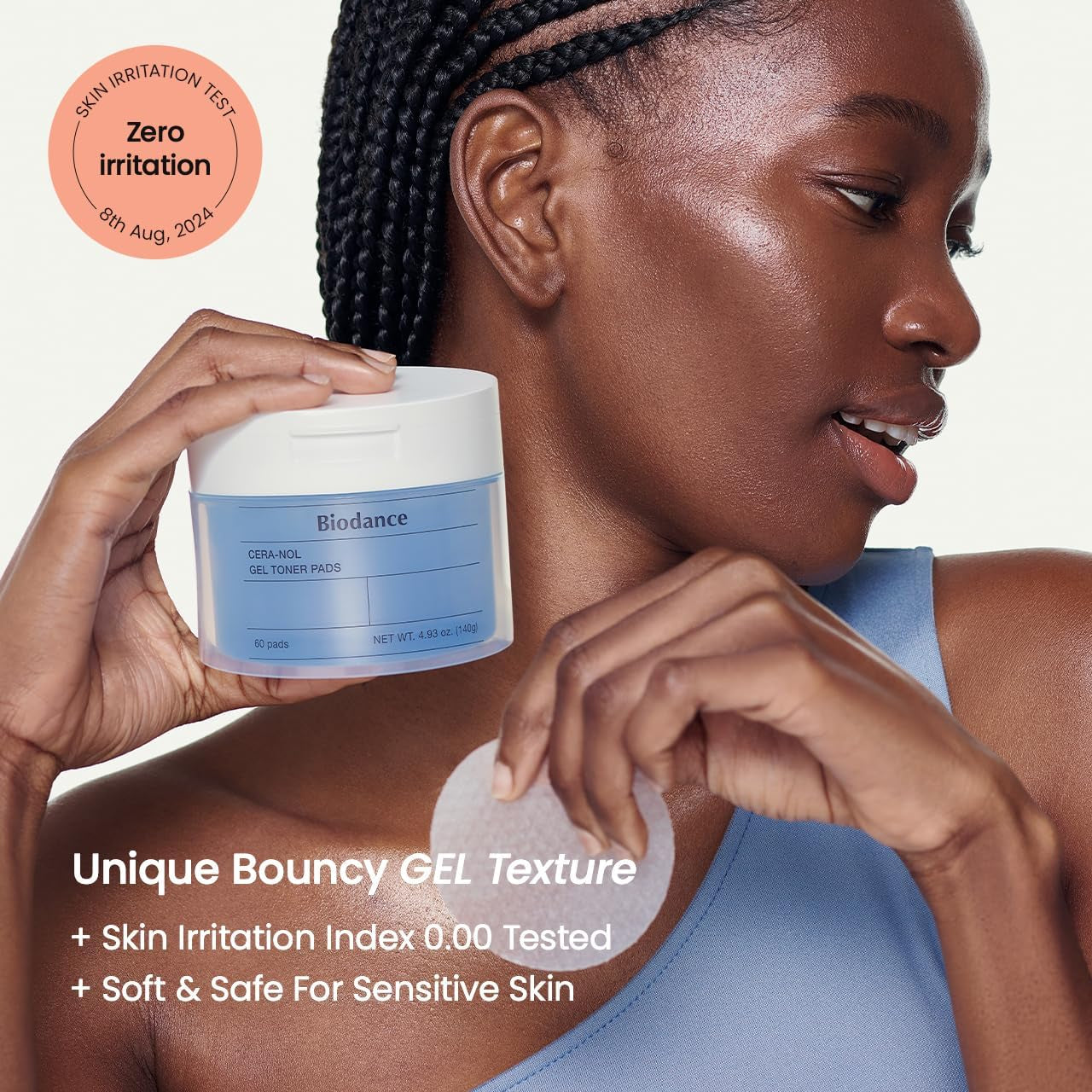 Cera-Nol Gel Toner Pads | Hydrating, Soothing Korean Toner Pads for Sensitive Skin | 4.93 Fl.Oz.(140G), 60Pads