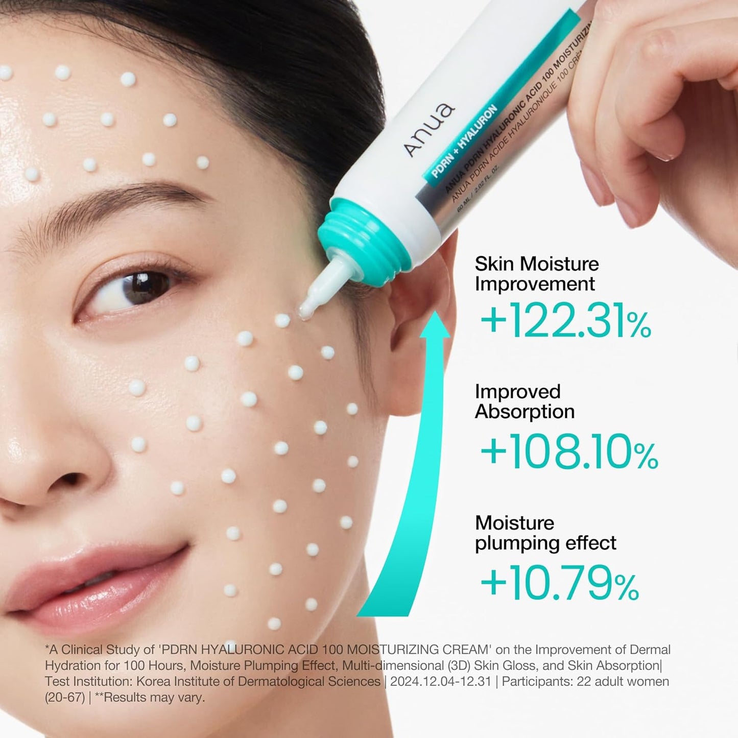 PDRN Hyaluronic Acid 100 Moisturizing Cream, Lightweight Hydrating Moisturizer with Salmon PDRN, Hyaluronic Acid, Collagen for Glass Skin, Korean Skin Care (60Ml / 2.02 Fl. Oz)