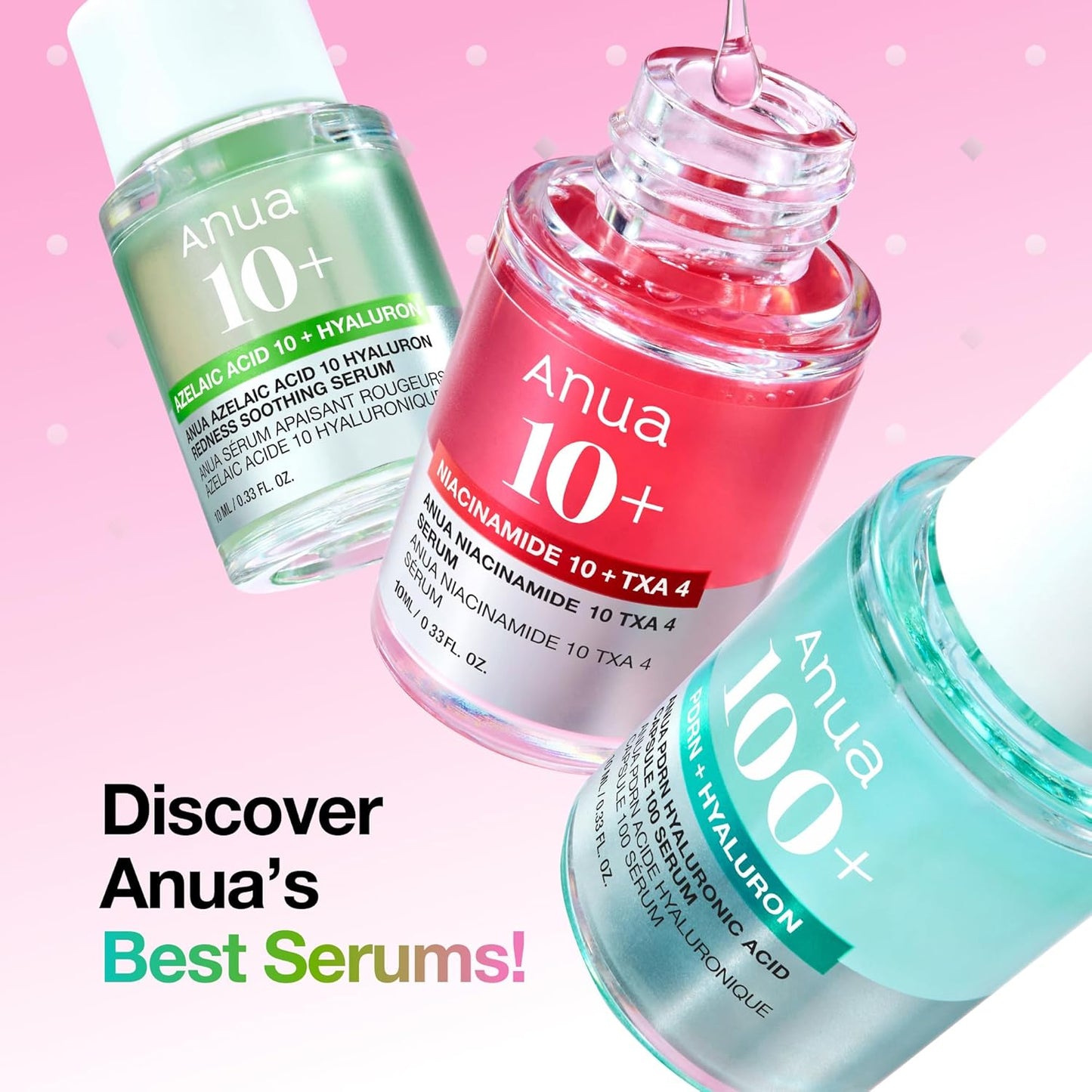 Serum Discovery Trio, Mini Face Serum Travel Size Kit with Hyaluronic Acid, Niacinamide & Azelaic Acid, Hydrating Soothing Gift Set for Women, Korean Skincare Set -10Ml/0.33Fl.Oz × 3EA