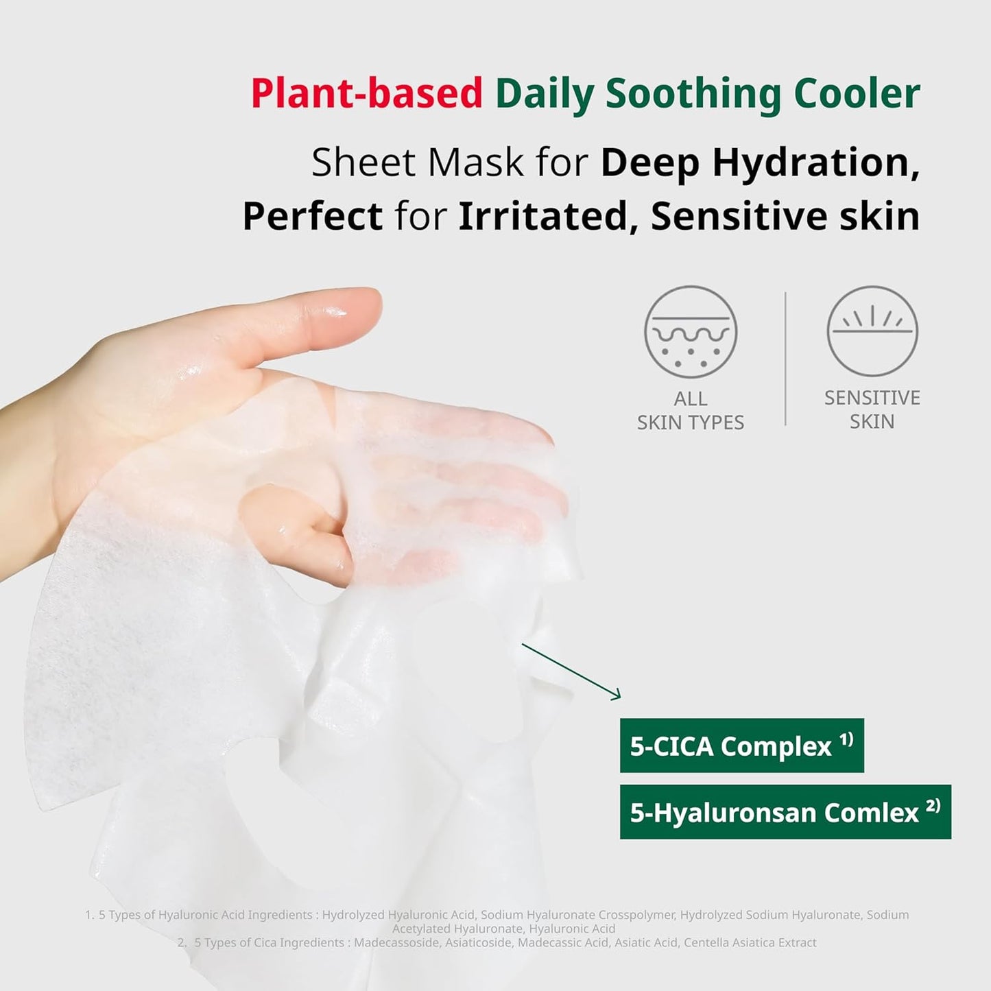 Red Blemish Daily Cool Soothing Korean Face Mask - Deep Hydration for Irritated, Sensitive Skin - Face Masks Skincare Korean, Korean Sheet Mask, Korean Skin Care Mask, K Beauty - Pack of 10