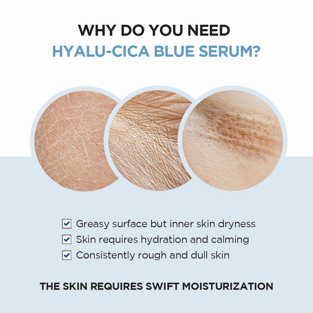 Hyalu-Cica Blue Serum 1.69 Fl.Oz, 50Ml, 5 Layer Hyaluronic Acid Cica Niacinamide, Hydrating and Refreshing Multi-Care Solutions