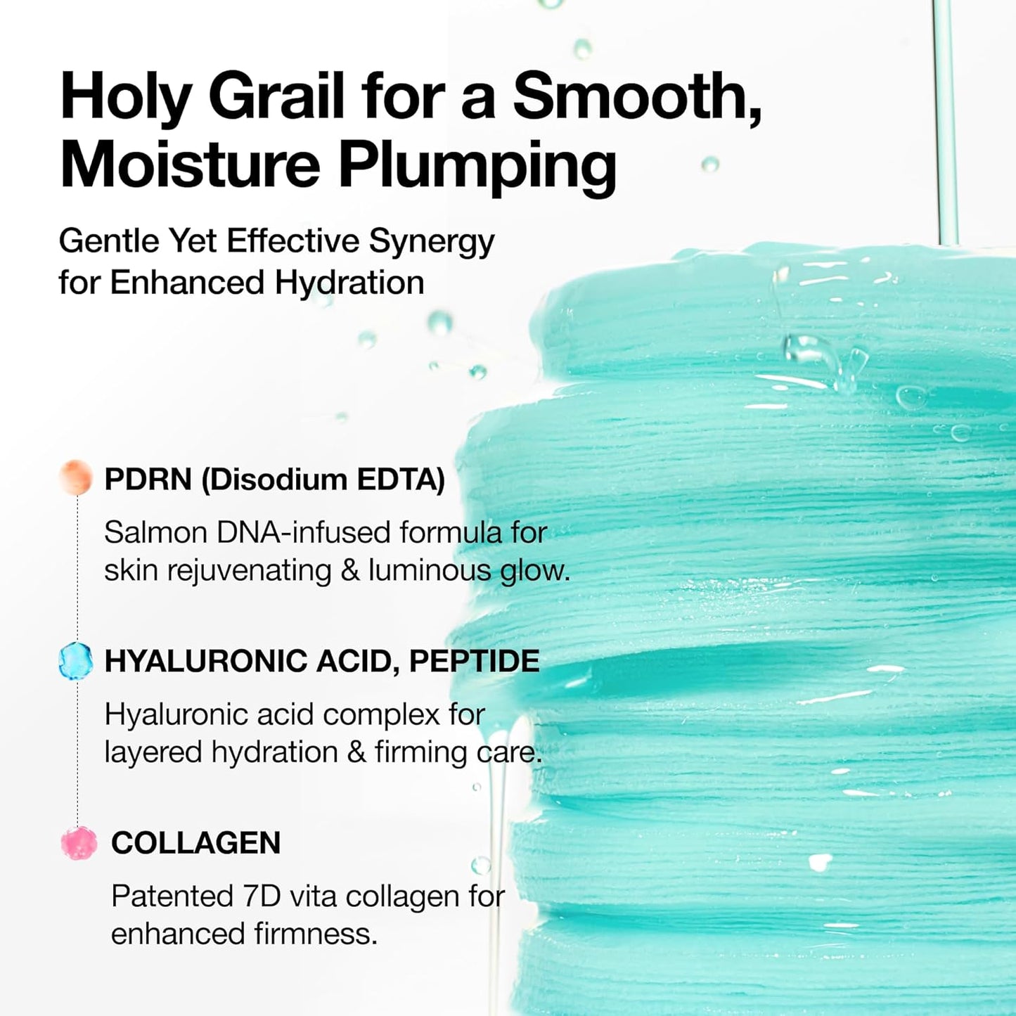 PDRN 100 Hyaluronic Acid Pad, Glow-Plumping Korean Face Pad for Daily Skincare & Makeup Prep, Dual-Sided Toner for Radiant Skin & Deep Hydration, Korean Skin Care (180Ml, 60 Pads)