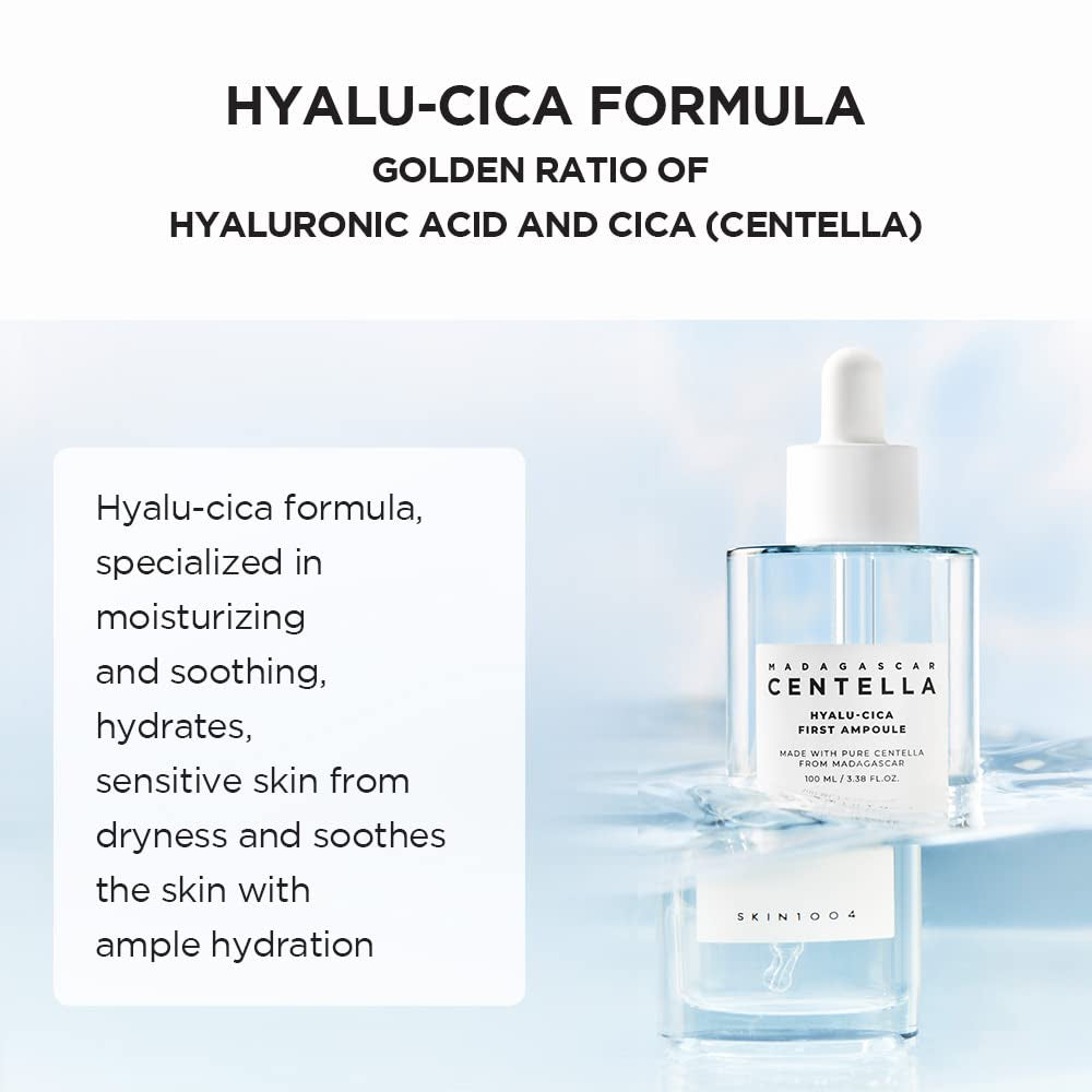 Hyalu-Cica First Ampoule 3.38 Fl. Oz, 100Ml, Soothing Hydration Dry Skin