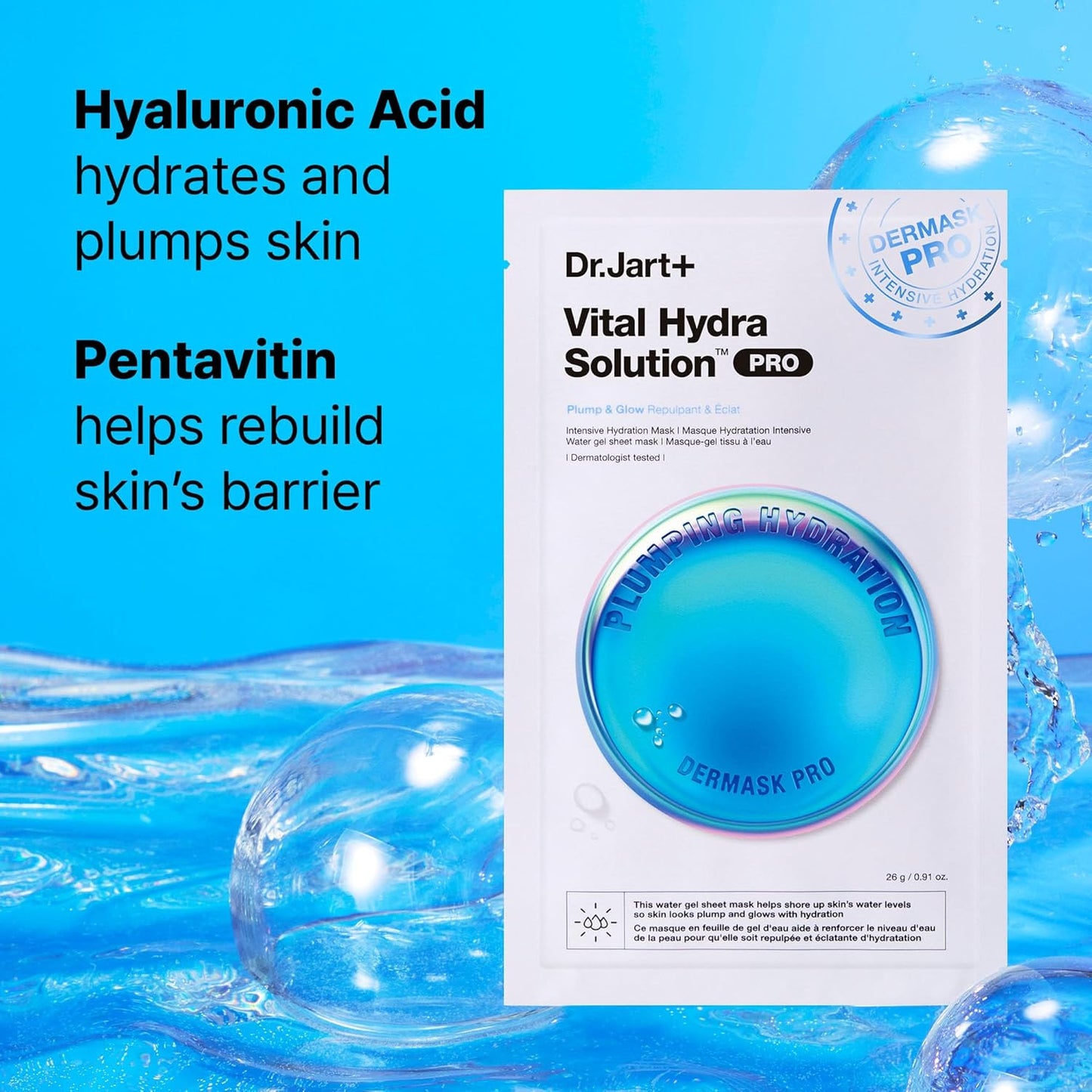 Dermask Vital Hydra Solution Glow Face Mask with Hyaluronic Acid | Sheet Mask | Korean Skin Care