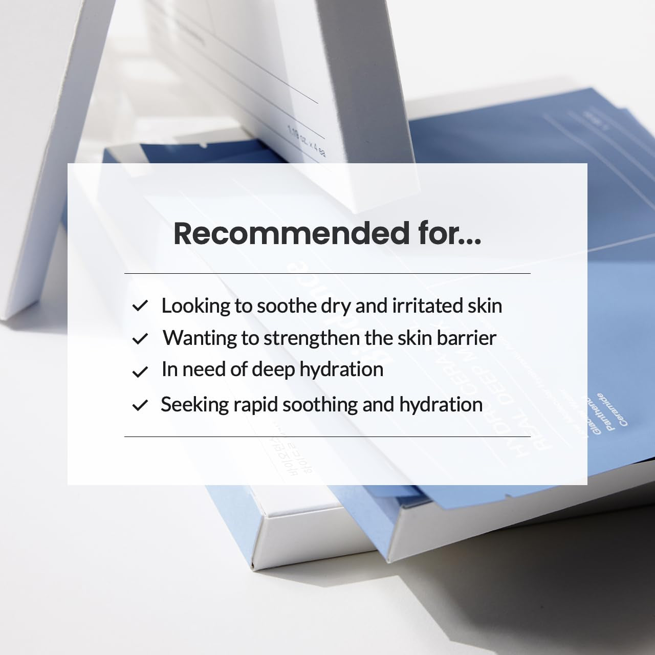 Hydro Cera-Nol Real Deep Mask, Overnight Hydrogel Mask, Hydrating Facial Mask for Sensitive Skin, Redness Reducing & Quick Soothing Effect, 1.19Oz(34G) X 4Ea