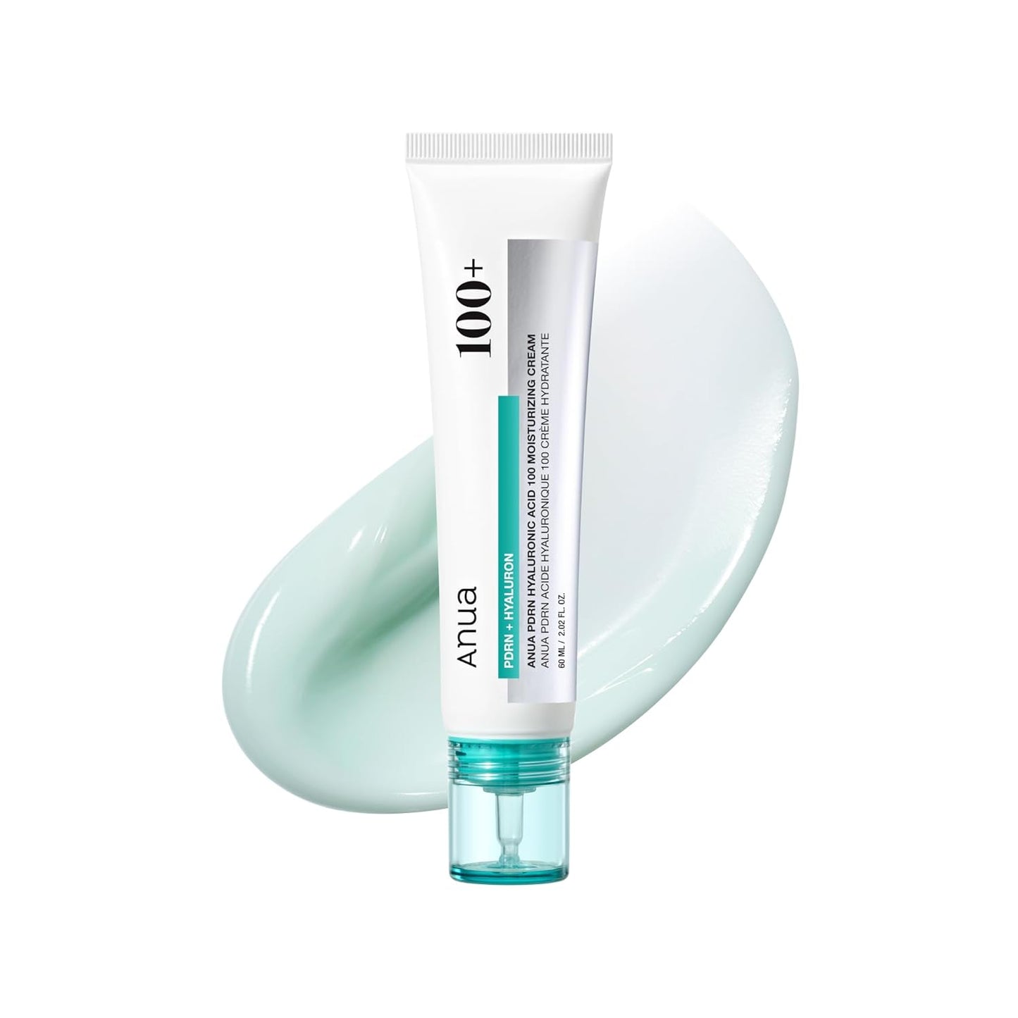 PDRN Hyaluronic Acid 100 Moisturizing Cream, Lightweight Hydrating Moisturizer with Salmon PDRN, Hyaluronic Acid, Collagen for Glass Skin, Korean Skin Care (60Ml / 2.02 Fl. Oz)