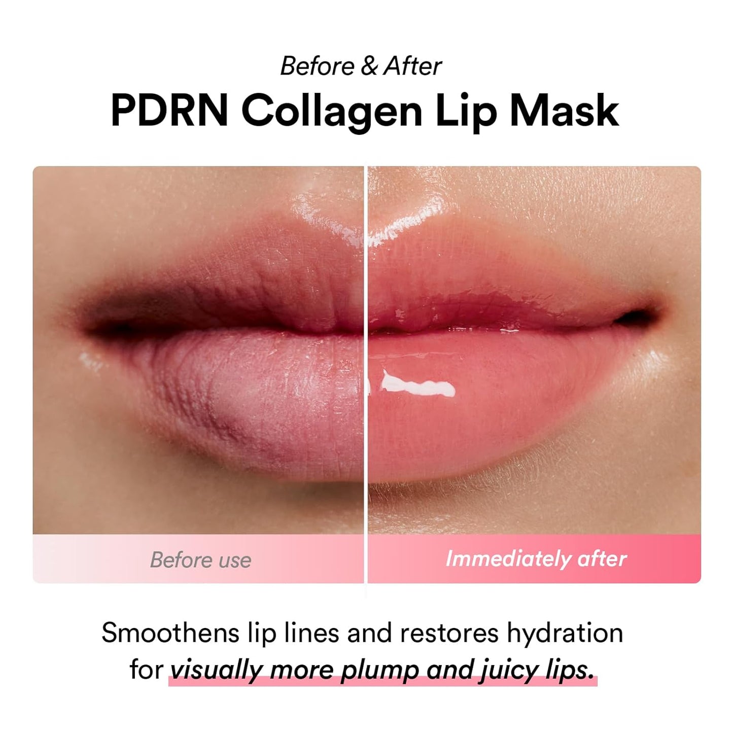 PDRN Collagen Lip Mask Glazed Jelly 0.38 Fl Oz | Korean Lip Butter Balm Overnight Sleeping Mask Hydrating Care Moisturizer Treatment for Flakey, Dry Lips