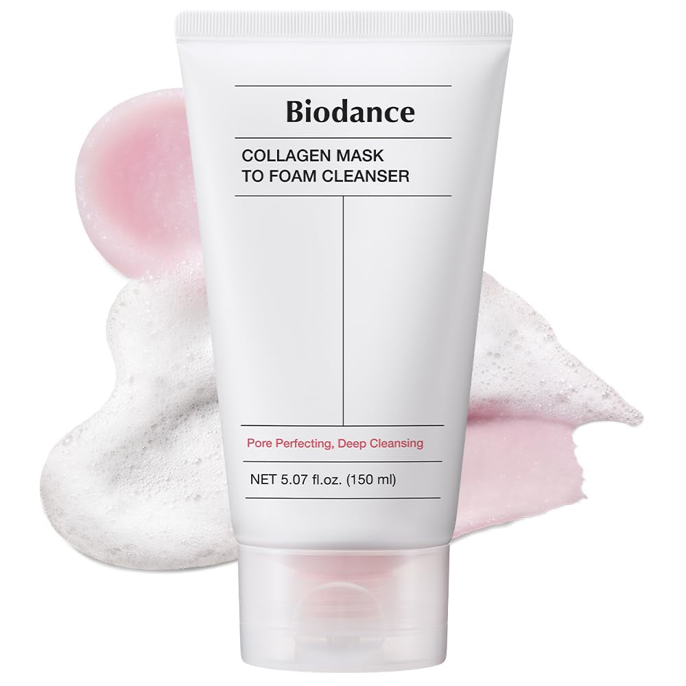Collagen Mask to Foam Cleanser, Face Wash for Women, 2-In-1 Pore Mask and Hydrating Foaming Facial Cleanser for Sensitive Skin, Oily Skin, 5.07 Fl. Oz. (150 Ml)