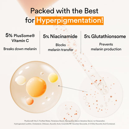 Glutathiosome Dark Spot Serum Vita Drop 1.69 Fl.Oz. | Korean Skincare, Dark Spot, Hyperpigmentation Treatment | Brightening Serum for Sensitive, Uneven Skin | Niacinamide, Viatmin C