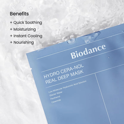 Hydro Cera-Nol Real Deep Mask, Overnight Hydrogel Mask, Hydrating Facial Mask for Sensitive Skin, Redness Reducing & Quick Soothing Effect, 1.19Oz(34G) X 4Ea