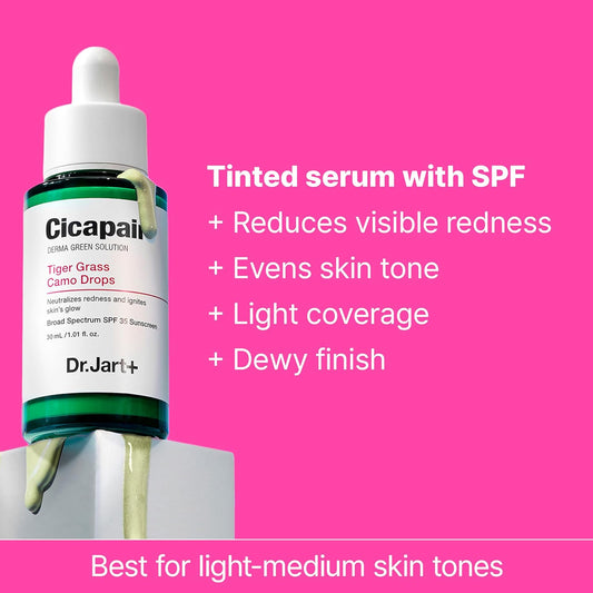 Cicapair™ Tiger Grass Camo Drops Tinted Face Serum SPF 35 with Centella Asiatica | Cc Cream | Korean Skin Care, 1.01 Fl Oz