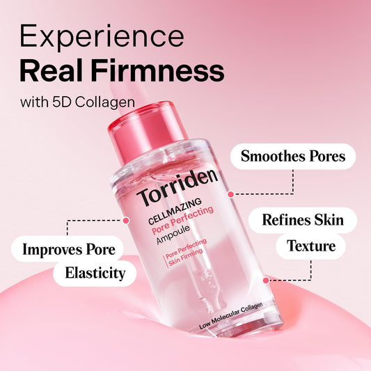 CELLMAZING Pore Perfecting Ampoule 30Ml (1.01 Fl.Oz.) | Improving Skin Elasticity | 5D Collagen, Peptide Complex, PHA, LHA | Korean Facial Serum, Korean Skin Care