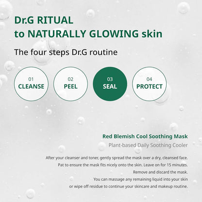 Red Blemish Daily Cool Soothing Korean Face Mask - Deep Hydration for Irritated, Sensitive Skin - Face Masks Skincare Korean, Korean Sheet Mask, Korean Skin Care Mask, K Beauty - Pack of 10
