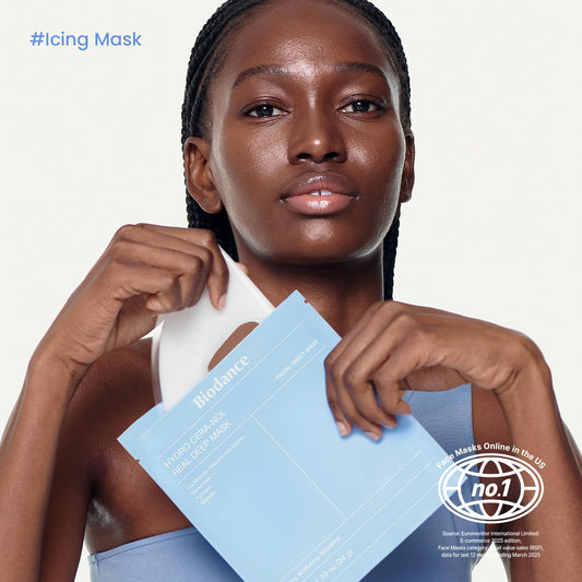 Hydro Cera-Nol Real Deep Mask, Overnight Hydrogel Mask, Hydrating Facial Mask for Sensitive Skin, Redness Reducing & Quick Soothing Effect, 1.19Oz(34G) X 4Ea