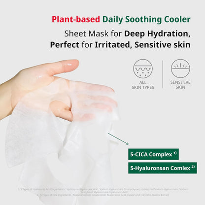 Red Blemish Daily Cool Soothing Korean Face Mask - Deep Hydration for Irritated, Sensitive Skin - Face Masks Skincare Korean, Korean Sheet Mask, Korean Skin Care Mask, K Beauty - Pack of 10