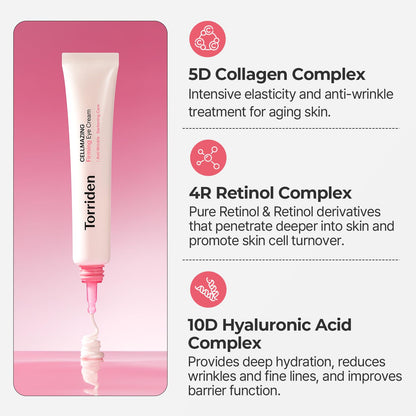 CELLMAZING Collagen Firming Eye Cream 30Ml (1.01 Fl.Oz) | Wrinkle Improvement and Dark Circles Care | 5D Collagen Complex, 4R Pure Retinol