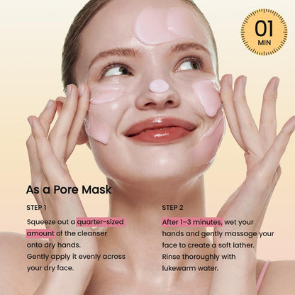 Collagen Mask to Foam Cleanser, Face Wash for Women, 2-In-1 Pore Mask and Hydrating Foaming Facial Cleanser for Sensitive Skin, Oily Skin, 5.07 Fl. Oz. (150 Ml)
