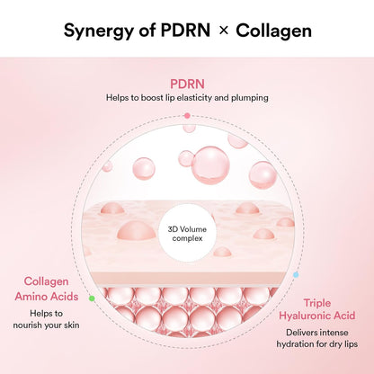 PDRN Collagen Lip Mask Glazed Jelly 0.38 Fl Oz | Korean Lip Butter Balm Overnight Sleeping Mask Hydrating Care Moisturizer Treatment for Flakey, Dry Lips