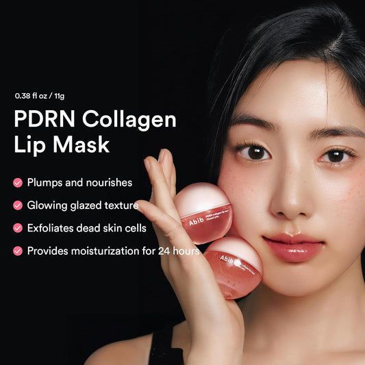 PDRN Collagen Lip Mask Glazed Jelly 0.38 Fl Oz | Korean Lip Butter Balm Overnight Sleeping Mask Hydrating Care Moisturizer Treatment for Flakey, Dry Lips