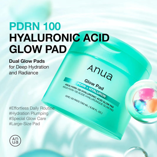 PDRN 100 Hyaluronic Acid Pad, Glow-Plumping Korean Face Pad for Daily Skincare & Makeup Prep, Dual-Sided Toner for Radiant Skin & Deep Hydration, Korean Skin Care (180Ml, 60 Pads)