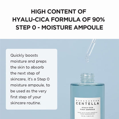 Hyalu-Cica First Ampoule 3.38 Fl. Oz, 100Ml, Soothing Hydration Dry Skin