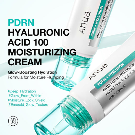 PDRN Hyaluronic Acid 100 Moisturizing Cream, Lightweight Hydrating Moisturizer with Salmon PDRN, Hyaluronic Acid, Collagen for Glass Skin, Korean Skin Care (60Ml / 2.02 Fl. Oz)
