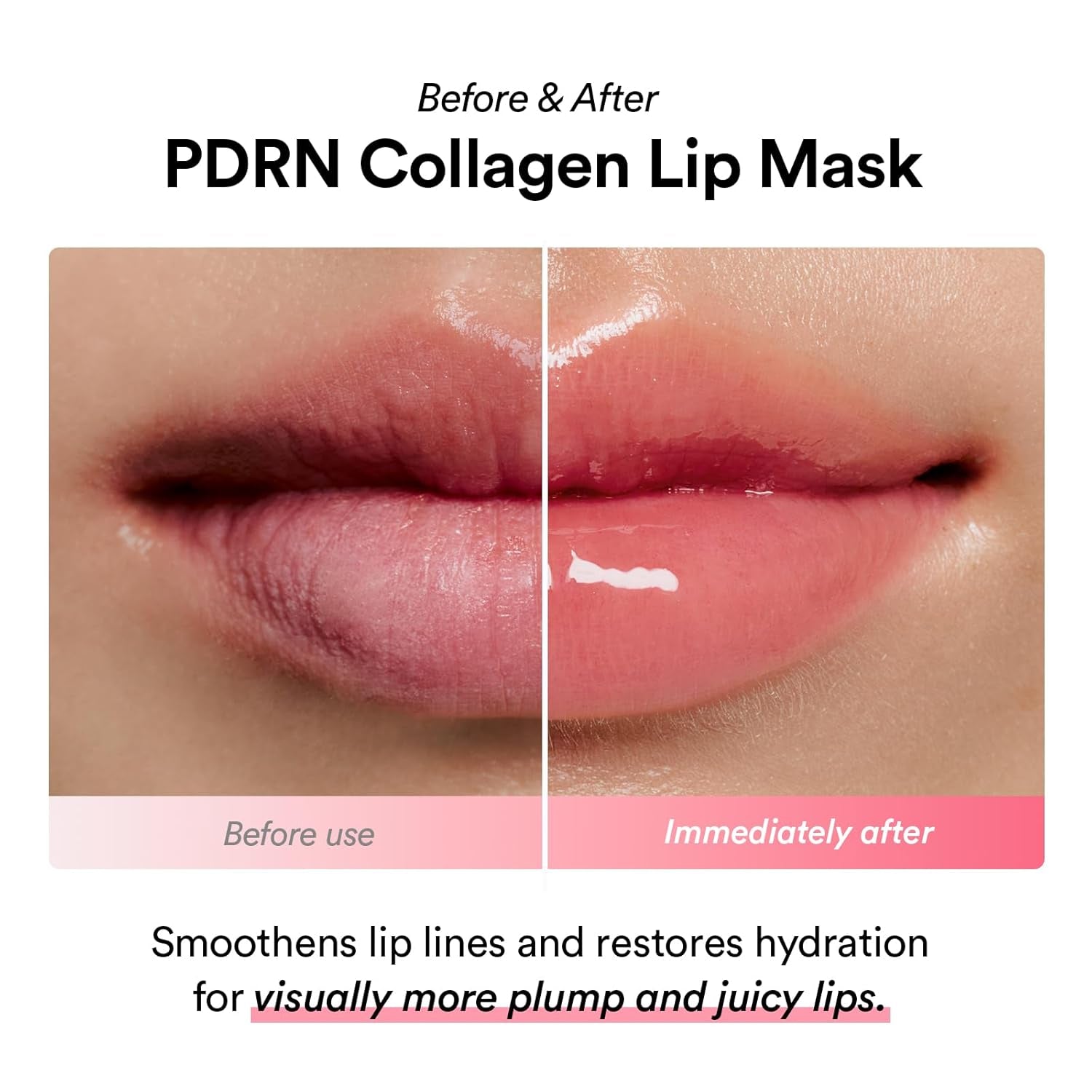 PDRN Collagen Lip Mask Glazed Jelly 0.38 Fl Oz | Korean Lip Butter Balm Overnight Sleeping Mask Hydrating Care Moisturizer Treatment for Flakey, Dry Lips