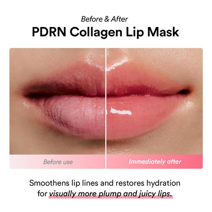 PDRN Collagen Lip Mask Glazed Jelly 0.38 Fl Oz | Korean Lip Butter Balm Overnight Sleeping Mask Hydrating Care Moisturizer Treatment for Flakey, Dry Lips